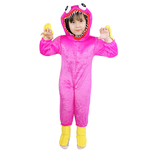 Poppy Playtime Huggy Wuggy Pyjamasetti Cosplay-asu Bodysuit Pink M