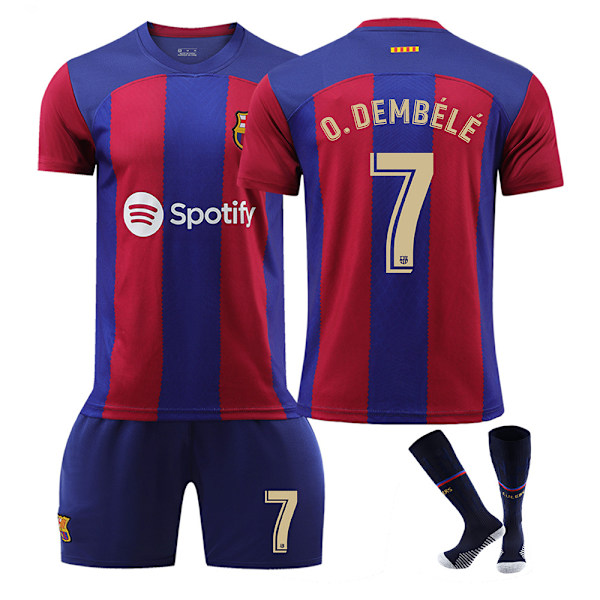 23-24 nye Barcelona nr. 9 ewandowski nr. 10 Messi trøjedragt NO.7 O.DEMBELE L