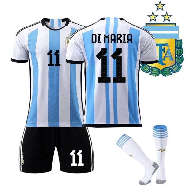 2022 Argentina 3-stjerners fotballskjorte for barn nr. 11 DI MARIA 6-7 Years