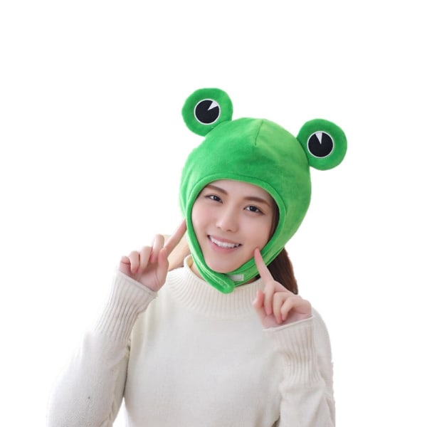 Cute Plush Frog hat Scarf Cap Ears Winter ski hat Full Headgear N