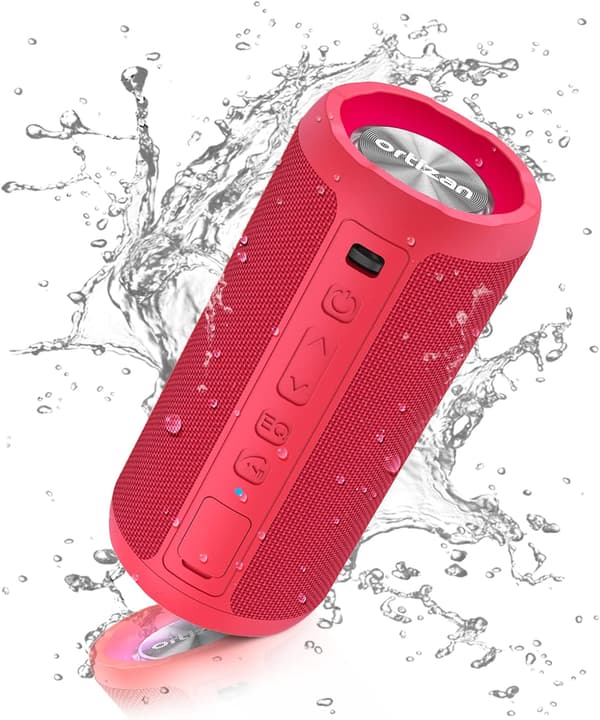 Bærbar trådløs Bluetooth-høyttaler, LED-lys, IPX7 30H avspilling