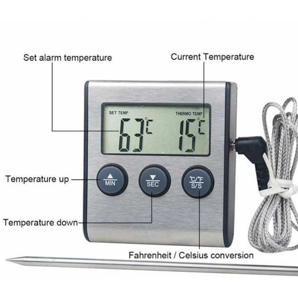 Kötttermometer för matlagning Mattermometer med sond för grill