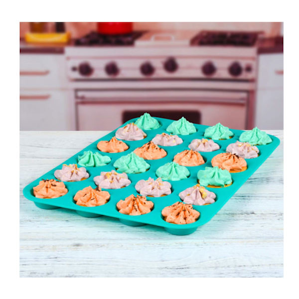 Silikon Muffinform Cupcake Set - Mini 24 Koppar Muffinform, Nonsti