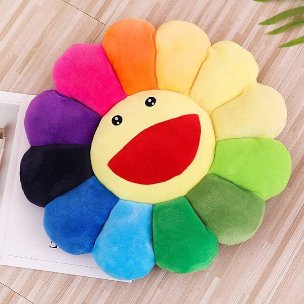 Solsikkepude, blød og behagelig solsikke-smiley-pude,