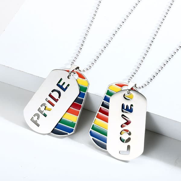2PCS Regnbue Halskjede Sett Rustfritt Stål Halskjede Pride Regnbue