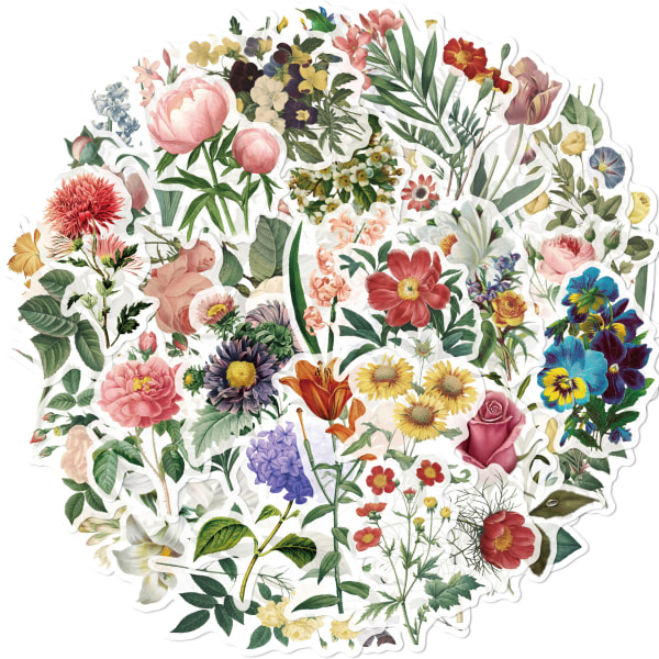 53 klistermärken Scrapbooking klistermärken, DIY dekorativa vintage blommor