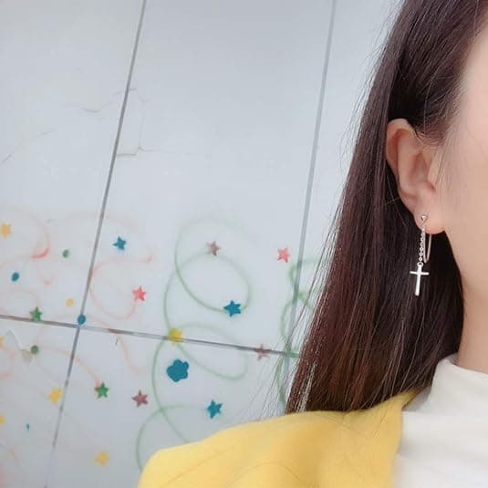 Kors Dangle Drop Øreringe 925 Sterling Sølv Kæde Dråber til
