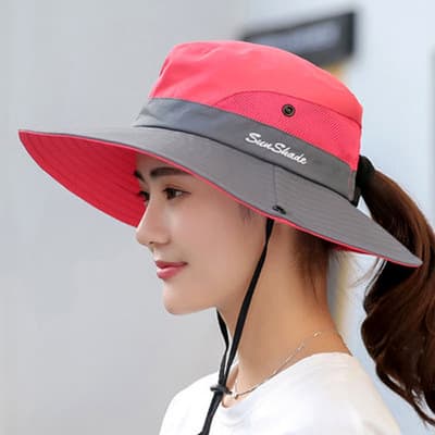 Dame Hestehale Solhatt UV-beskyttelse Foldbar Mesh Bred Bremm Be