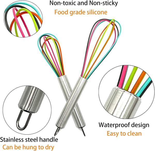 Visp, vispar för matlagning (uppgraderad) Silikon Mini Visp 2-pack 1