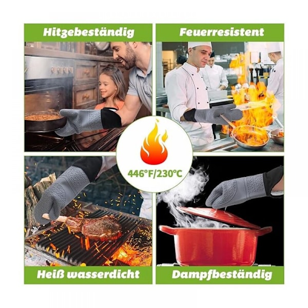 Ugnvantar, grytlappar, ugnhandskar, silikon: Värmebeständiga upp till 230°C