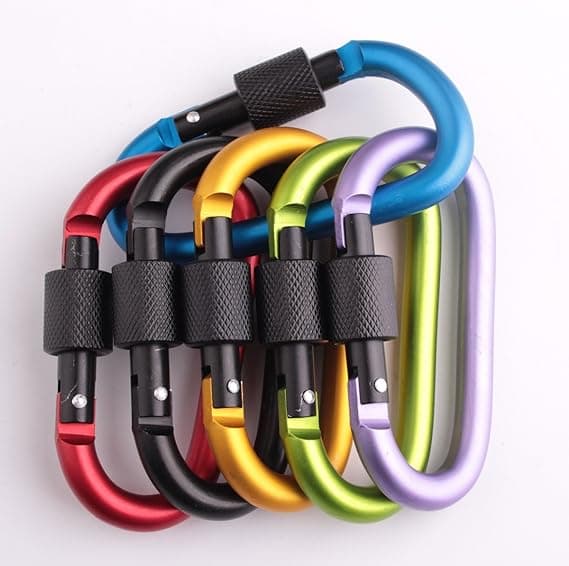 6 stk/sett D-ring nøkkelring låsbare karabinkrok aluminium legering multifunksjonell