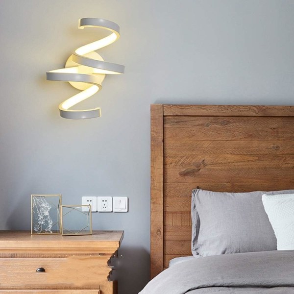 European LED Spiral Wall Lamp Modern Minimalist Aluminum + White