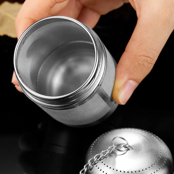 Teinfuser i rustfritt stål med forlenget kjedehake, finmasket teball