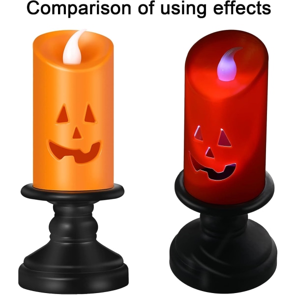 2 stk Halloween Gresskar Form Led Lys med Knapp Batteri H