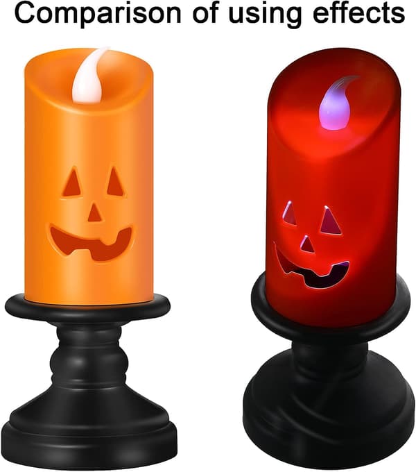 2 stk Halloween Gresskarformet LED-lys med knappbatteri Ha