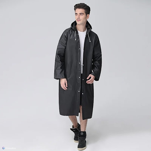 Regnponcho til Mænd Voksne, Foldbar Regnponcho - Sort - Elastisk Dr