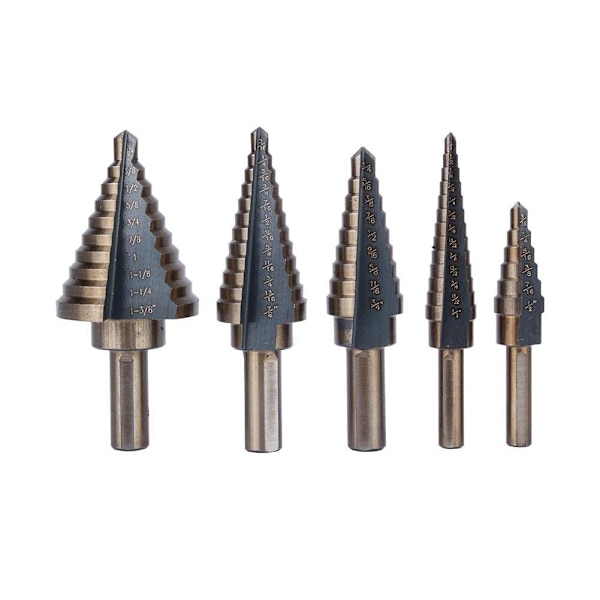 Titaniumbitset 5 delar stor kobolt HSS konisk bit borrbit s