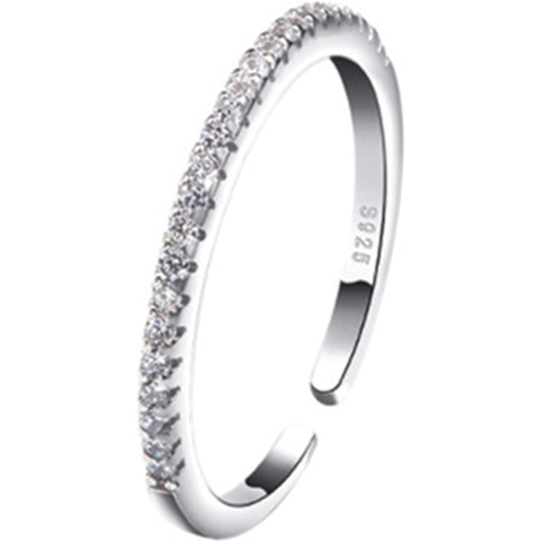 Silver Crystal Open Ring - Justerbara ringar - Enkla ringar för kvinnor