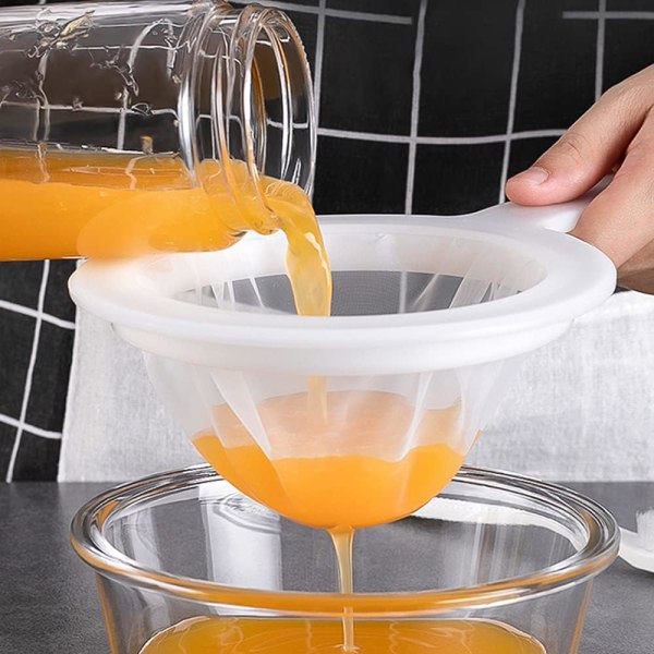 3-pack plastkökssil med halkfria handtag för sojamjölk
