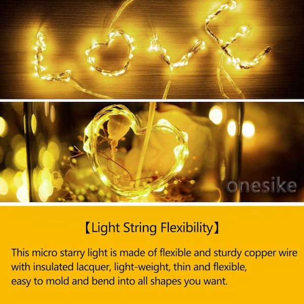 12-pack batteridrivna ljusslingor, 20 LED-lampor 2M koppar ljusslinga