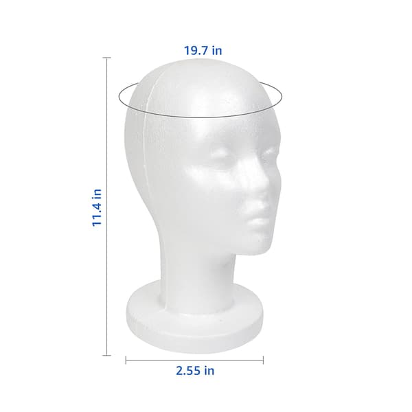 Hvit Mannekeng Hode i Skum, Styrofoam Parykkhode (2 stk)