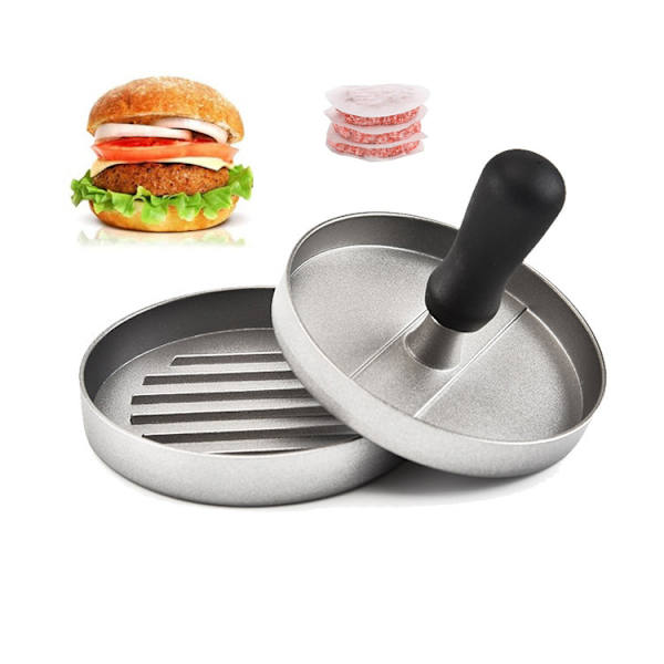 Burger-lihapuristin muovikahvalla lihapiirakkapuristin manuaalinen muotti alumi