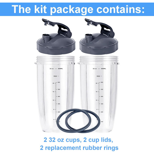 6 stk. udskiftningskopper til NutriBullet 600w 900w Blender med T
