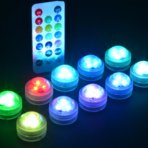 10 st Mini nedsänkbara LED-lampor, ALED LIGHT undervattenslampa Wa