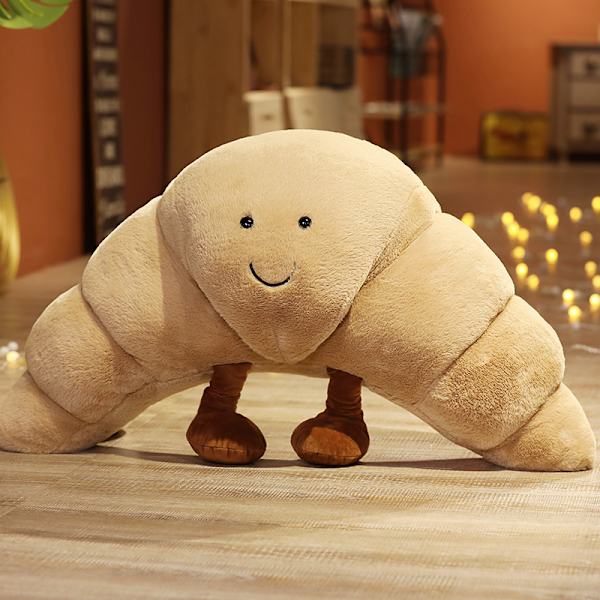 Mjuk tecknad karaktär croissant docka plysch mat leksak fylld bagu