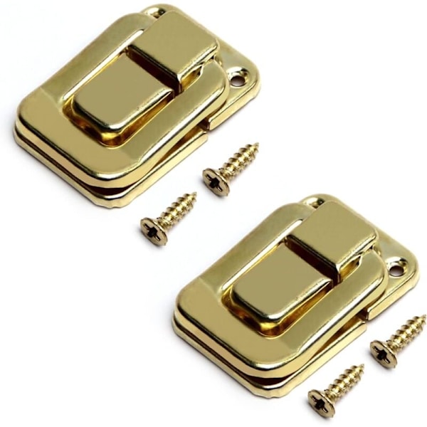 Växelspärrlås (48mm x 33mm) 2st, Järn Hasplås - för Skåp Lådor Resväskor, Guld