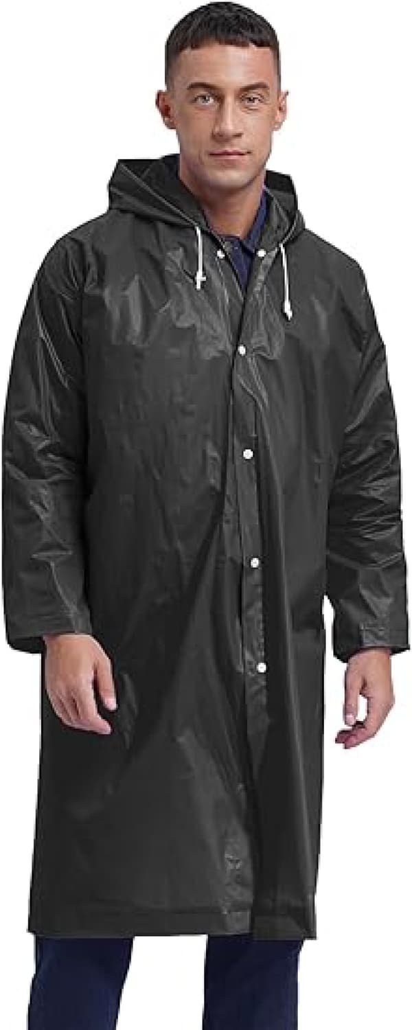Regnponcho för Män Vuxna, Vikbar Regnponcho - Svart - Elastisk Dr