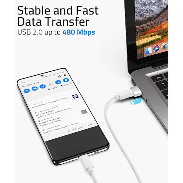 USB A til USB C Adapter Sølv