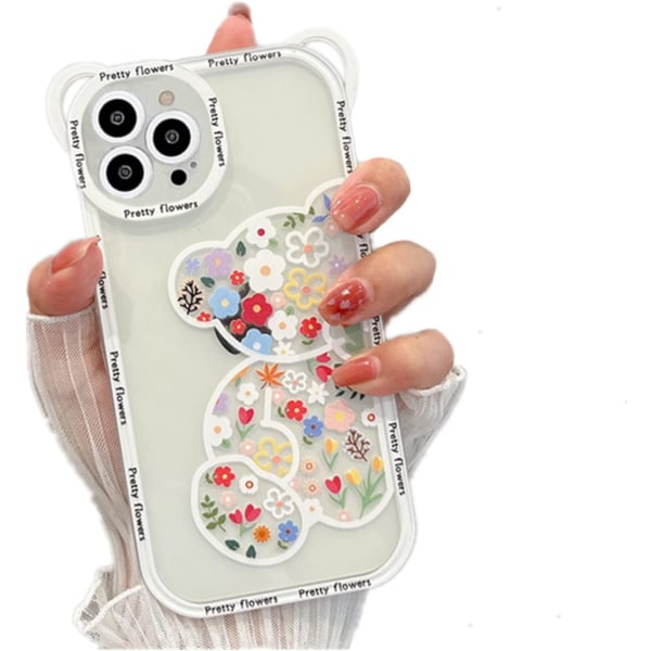 Kompatibelt iPhone 13 Pro Max- case, Cute Bear Lens Protector Trans