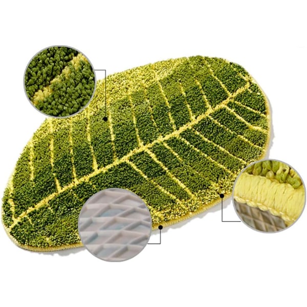 Badrumsmatta Mjuk Plysch-Bladform Golv Anti-Slip Vattenabsorberande