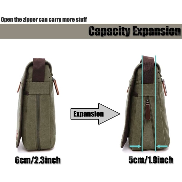 Herre skuldertasker, Canvas Crossbody tasker, 13,3 tommer Laptop tasker,