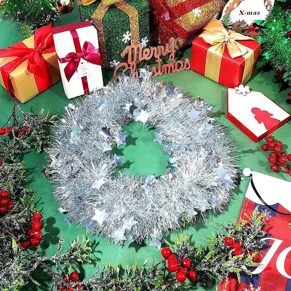 4 st silver julgirlander av glitter, julglitter, jul
