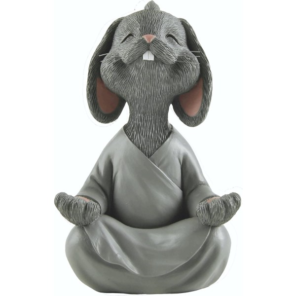 1 stk. Fantasifuld Grå Glad Kanin Buddha Figur til Meditation og