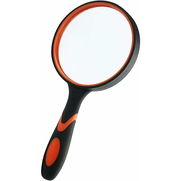 Lup, diameter 80 mm, med blødt skridsikkert gummihåndtag (orange sort)