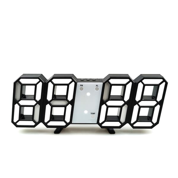 LED Digital Bordsur, 3D Liten Väckarklocka Svart 25.2cm Hem