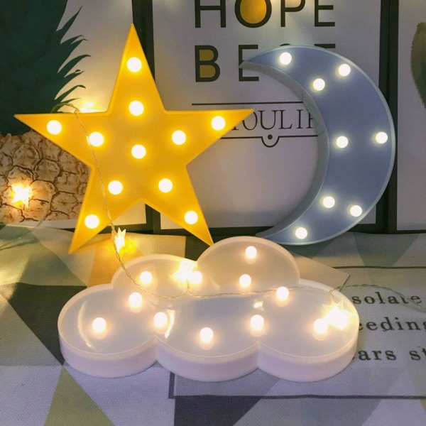 LED Crescent Moon Cloud Star Night Lights för barn, flickor och vuxna
