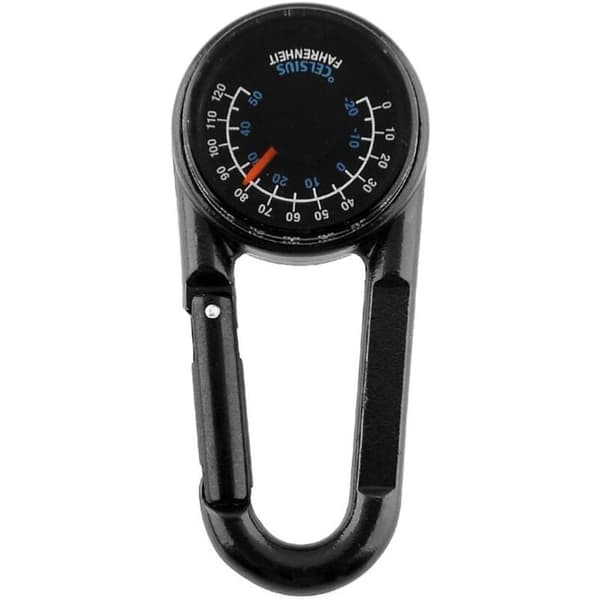 Karabinhage Kompas + Kompas + Termometer, Bærbart Multifunktionelt Metalkompas til Vandring/Rejser/Camping, Professionel 3 i 1 (Sort)