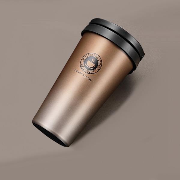 500ML Isoleret Krus, Kaffekrus, Rustfrit Stål Kaffe Termokande med Dobbeltvægget Isoleringslåg til Bil, Lækagesikker Tekop & Espressokrus til Rejser og Kontor