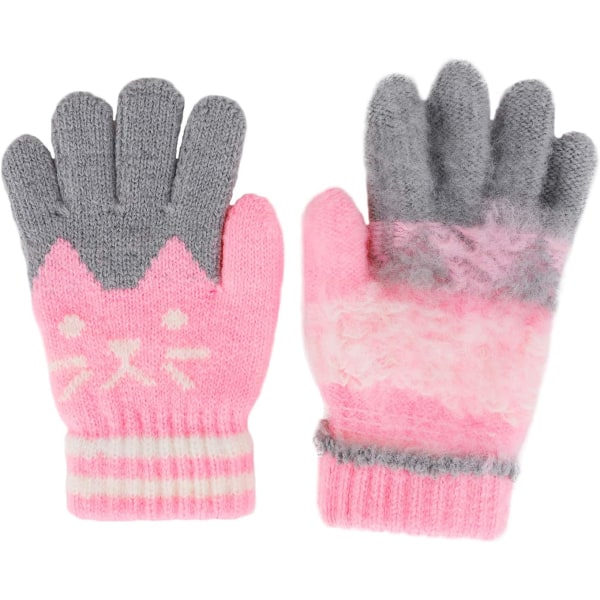 1 stk rose Gants Hiver Automne Chaud Mitaines Plein-doigts Tricot M