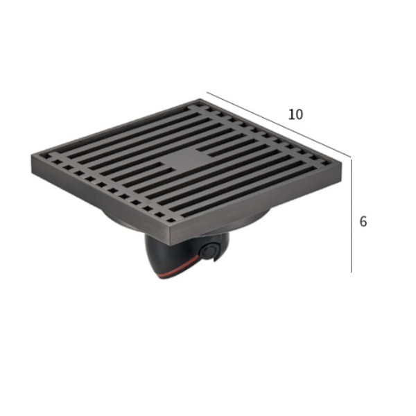 10x10cm firkantet gulvavløp for bad og dusj, avløpsfelle, G