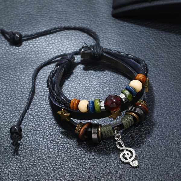 Premium läderarmband [fläta] för män i svart och brunt, fantastiskt