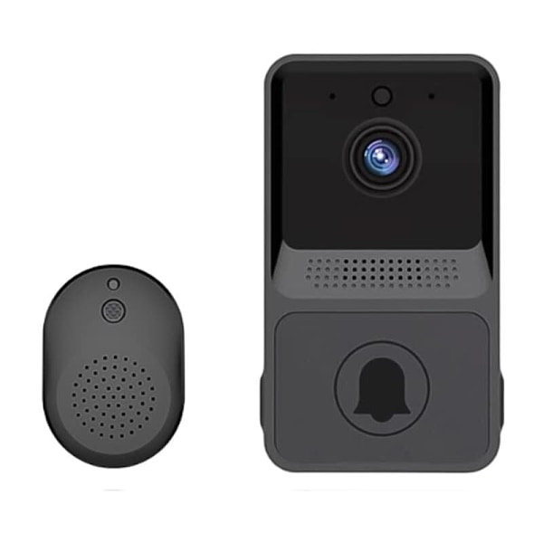 (Sort) Trådløs Video Dørklokke, Smart Wi-Fi Video Dørklokke med Klokkespil, HD Video Dørklokke Kit, 2.4G WiFi