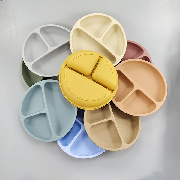 Baby Safe Sucker Silikone Spiseplade Solid Cute Cartoon Børn