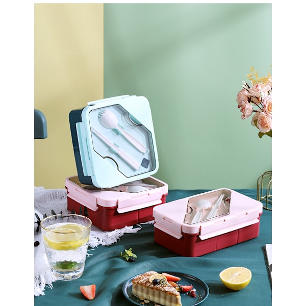 3 i 1 Bento Box Lunch Box för barn, 3 fack vuxna lunch C