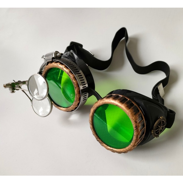 Steampunk glasögon i viktoriansk stil med kompassdesign, färgad Le