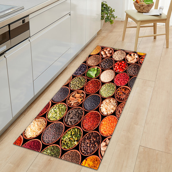 40 x 120 cm Keittiömatto sarja mausteet ja astiat liukastumaton keittiömatto